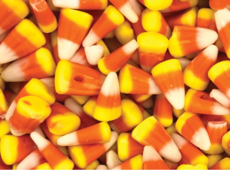 photo of pile of candy corn candies for halloween
