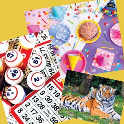 Photo Collage Bingo cards and balls, Birthday Party Decor, Tiger Puzzle